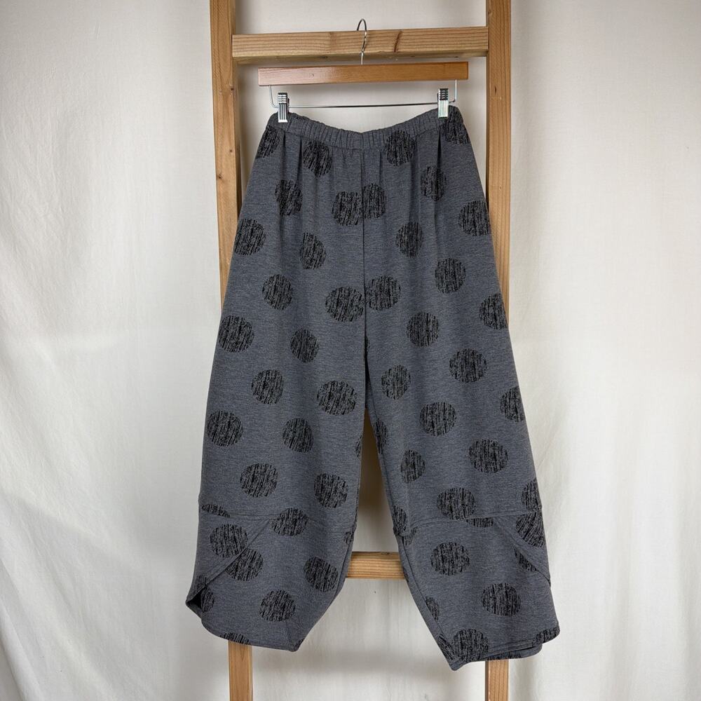 NWT Sydney SDP104 Gray Black Polka Dot Fleece Ballon Leg Pants XXL #0747 USA